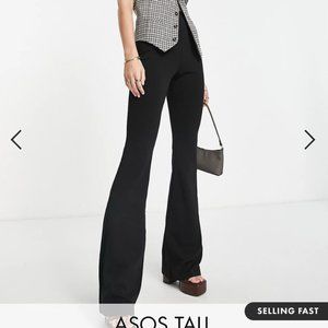 NWT ASOS DESIGN Tall jersey suit kickflare pant in black